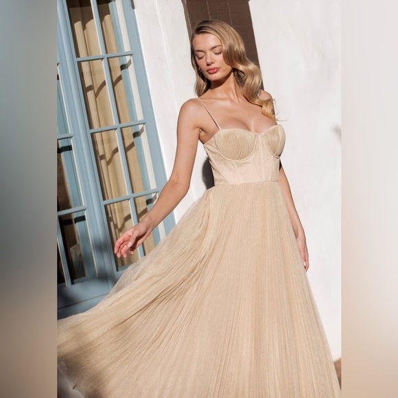 Hutch Amara Elegant Cream/Light Gold Shimmer Midi Dress (New in polybag) - Picture 6 of 7